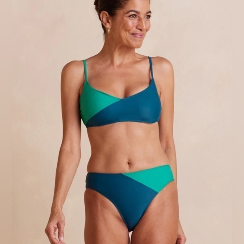 Summersalt The Diagonal Mid Rise Swim Bottom Size 16 Green Hi Cut Full Coverage